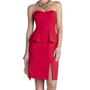 BCBG "Penelope" Red Strapless Peplum Dress Size 4